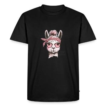 Alpaga élégant avec lunettes - T-shirt Premium bio Homme - noir - Devant - Nico (187cm)