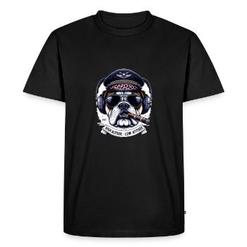 Hund mit Sonnenbrille und Pilotenmütze und - Männer Premium Bio T-Shirt - Schwarz - Vorne - Nico (187cm)