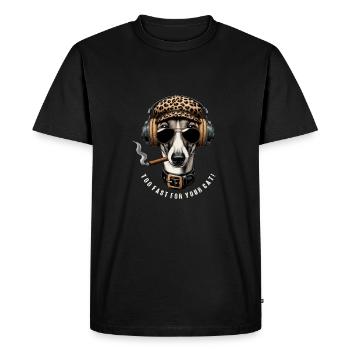 Greyhound with sunglasses and headphones - Men's Premium Organic T-Shirt - black - Front - Nico (187cm)