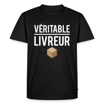 Véritable livreur meilleur livreur métier humour - T-shirt Premium bio Homme - noir - Devant - Nico (187cm)