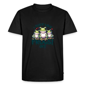 Three Cartoon Frogs - Men's Premium Organic T-Shirt - black - Front - Nico (187cm)