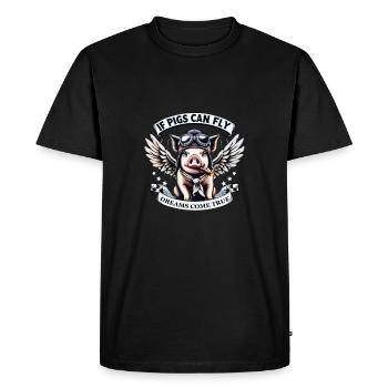 Comic Pig with Wings - Men's Premium Organic T-Shirt - black - Front - Nico (187cm)