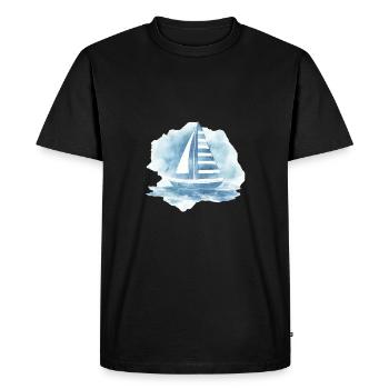 Sailboat on the sea - Men's Premium Organic T-Shirt - black - Front - Nico (187cm)