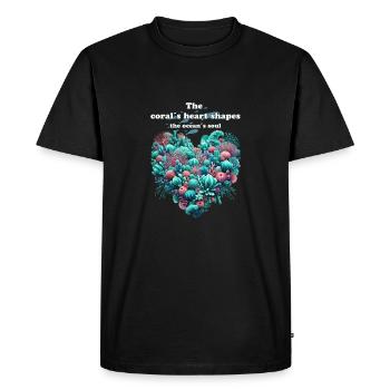 Coral Heart with Small Fish - Men's Premium Organic T-Shirt - black - Front - Nico (187cm)