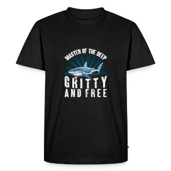 Dessin animé requin sous l’eau - T-shirt Premium bio Homme - noir - Devant - Nico (187cm)