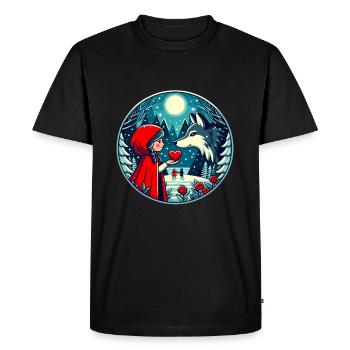 Conte de fées Petit Chaperon Rouge Loup Enfants Mignon Fantaisie - T-shirt Premium bio Homme - noir - Devant - Nico (187cm)