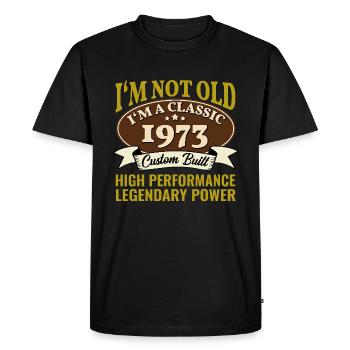 52e anniversaire Voiture classique Né en 1973 52 ans - T-shirt Premium bio Homme - noir - Devant - Nico (187cm)