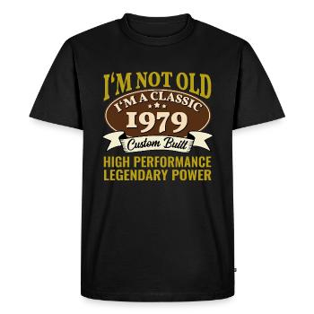 46e anniversaire Voiture classique Né en 1979 46 ans - T-shirt Premium bio Homme - noir - Devant - Nico (187cm)