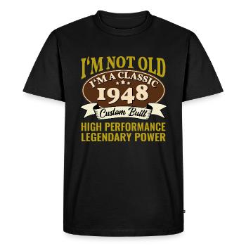 77e anniversaire Voiture classique Né en 1948 77 ans - T-shirt Premium bio Homme - noir - Devant - Nico (187cm)
