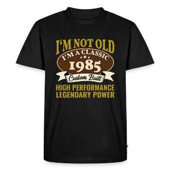 40e anniversaire Voiture classique Né en 1985 40 ans - T-shirt Premium bio Homme - noir - Devant - Nico (187cm)