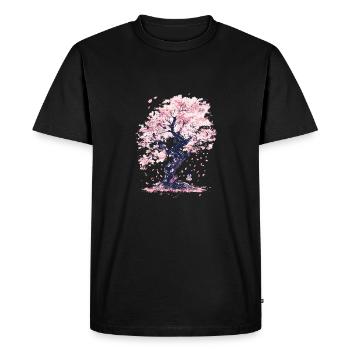 Cerisier du Japon, Fleur de cerisier, Esthétique Sakura - T-shirt Premium bio Homme - noir - Devant - Nico (187cm)