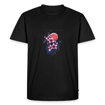 Sakura Flower Art – L’élégance japonaise - T-shirt Premium bio Homme - noir - Devant - Nico (187cm)
