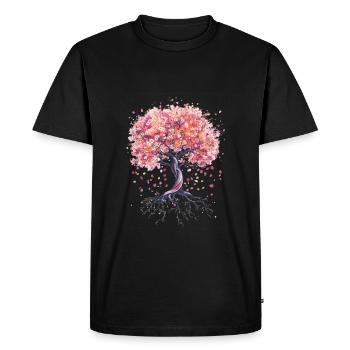 Cherry tree in bloom - Men's Premium Organic T-Shirt - black - Front - Nico (187cm)