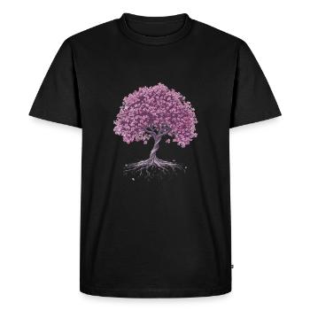 Sakura Tree with Cherry Blossoms - Men's Premium Organic T-Shirt - black - Front - Nico (187cm)