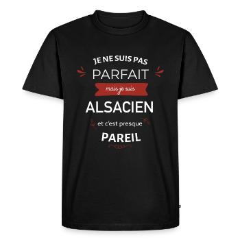 Je ne suis pas parfait mais je suis alsacien - T-shirt Premium bio Homme - noir - Devant - Nico (187cm)