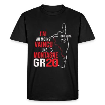 GR 20 vaincu une montagne corse randonnee gr 20 - T-shirt Premium bio Homme - noir - Devant - Nico (187cm)