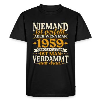 Jahrgang 1959 geboren Geburtstag Geburtstagsspruch - Männer Premium Bio T-Shirt - Schwarz - Vorne - Nico (187cm)
