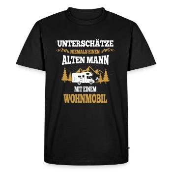 Mann mit Wohnmobil - Männer Premium Bio T-Shirt - Schwarz - Vorne - Nico (187cm)