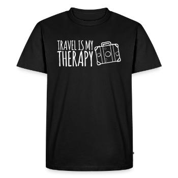 Voyager est ma thérapie - T-shirt Premium bio Homme - noir - Devant - Nico (187cm)
