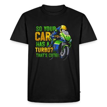 Moto de course de moto dicton - T-shirt Premium bio Homme - noir - Devant - Nico (187cm)