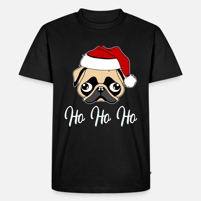 Mops Weihnachtsmann - Männer Premium Bio T-Shirt - Schwarz