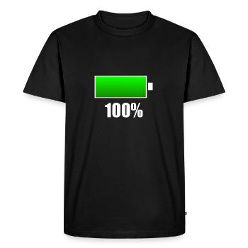 Batterie chargée - T-shirt Premium bio Homme - noir - Devant - Nico (187cm)