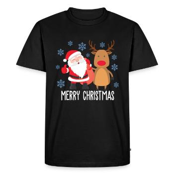 Merry Christmas Rudolph Santa Claus Design - T-shirt Premium bio Homme - noir - Devant - Nico (187cm)