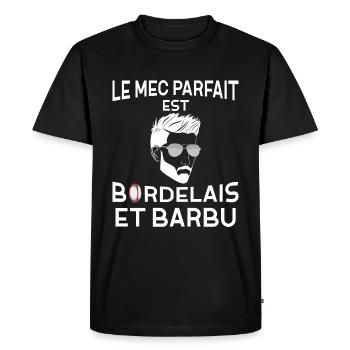 Mec Parfait De Bordeau Est Barbu - T-shirt Premium bio Homme - noir - Devant - Nico (187cm)