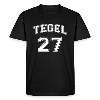 TEGEL 27 - White Nostalgia Design Berlin District - Men's Premium Organic T-Shirt - black - Front - Nico (187cm)