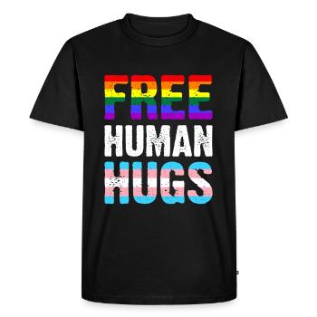 Free Human Hugs - Men's Premium Organic T-Shirt - black - Front - Nico (187cm)