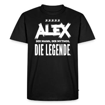 Chemise Alex, prénom anniversaire anniversaire Alexander - T-shirt Premium bio Homme - noir - Devant - Nico (187cm)