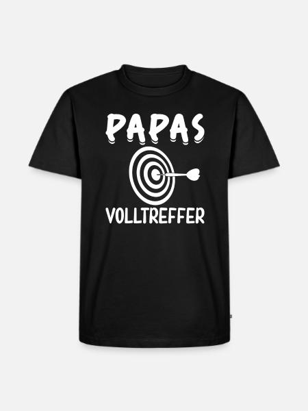 Papas Volltreffer - Männer Premium Bio T-Shirt - Schwarz