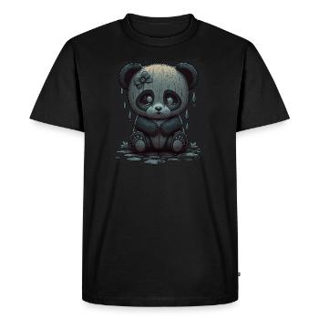 cute sad panda - Men's Premium Organic T-Shirt - black - Front - Nico (187cm)