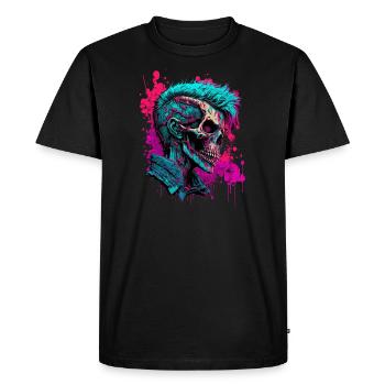 Rave Zombie Skull - Men's Premium Organic T-Shirt - black - Front - Nico (187cm)