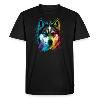Husky arc-en-ciel - T-shirt Premium bio Homme - noir - Devant - Nico (187cm)