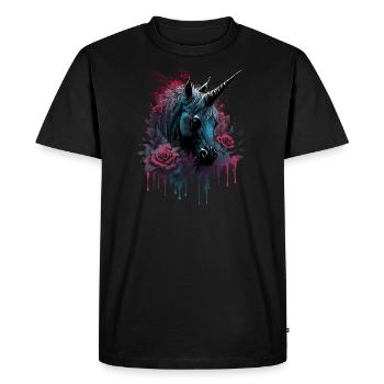 Rose et Licorne - T-shirt Premium bio Homme - noir - Devant - Nico (187cm)