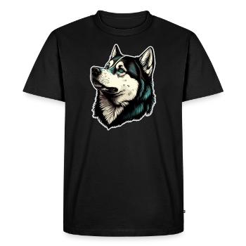 Husky Dog - Men's Premium Organic T-Shirt - black - Front - Nico (187cm)