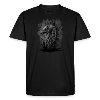 Crinchy Seahorse - Men's Premium Organic T-Shirt - black - Front - Nico (187cm)