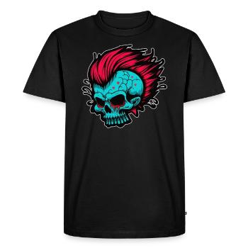 Cartoon Horror Punk Zombie Skull - Men's Premium Organic T-Shirt - black - Front - Nico (187cm)