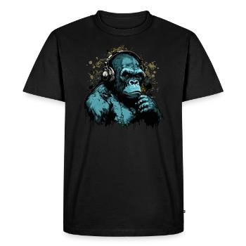 Gorilla Disc Jockey - T-shirt Premium bio Homme - noir - Devant - Nico (187cm)