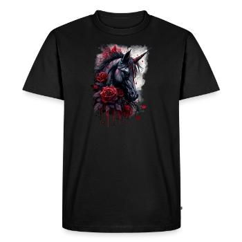 Rose et licorne - T-shirt Premium bio Homme - noir - Devant - Nico (187cm)