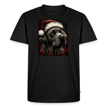Labrador avec chapeau de Père Noël - T-shirt Premium bio Homme - noir - Devant - Nico (187cm)