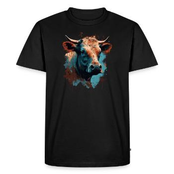 Une vache - T-shirt Premium bio Homme - noir - Devant - Nico (187cm)