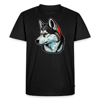 Husky Dog - Men's Premium Organic T-Shirt - black - Front - Nico (187cm)