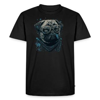 Chien carlin avec des lunettes de nerd - T-shirt Premium bio Homme - noir - Devant - Nico (187cm)