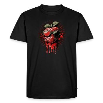 Funny strawberry with sunglasses - Men's Premium Organic T-Shirt - black - Front - Nico (187cm)