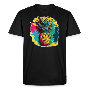 Pineapple Fruit - Men's Premium Organic T-Shirt - black - Front - Nico (187cm)