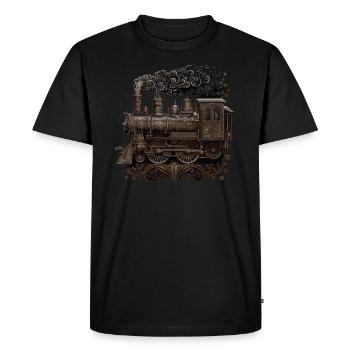 Steam locomotive - Men's Premium Organic T-Shirt - black - Front - Nico (187cm)