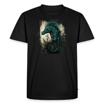 Crinchy Seahorse - Men's Premium Organic T-Shirt - black - Front - Nico (187cm)