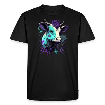 Une drôle de vache bizarre - T-shirt Premium bio Homme - noir - Devant - Nico (187cm)